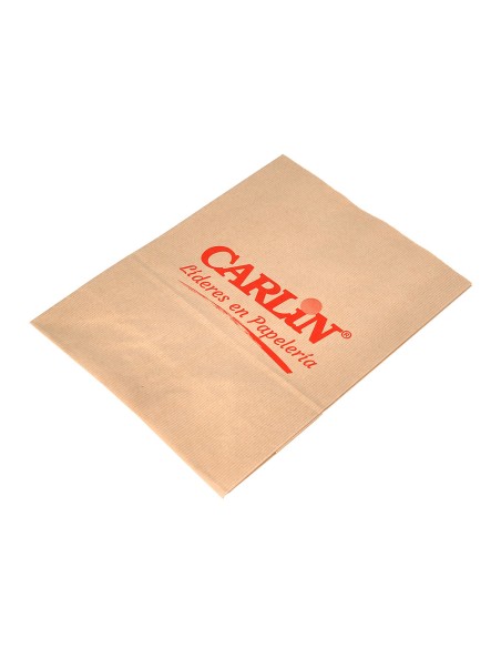 Bolsa kraft verjurado asa plana carlin 32x12x41 cm 90 gr caja de 250 unidades