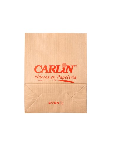 Bolsa kraft verjurado asa plana carlin 26x12x35 cm 90 gr caja de 250 unidades