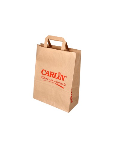 Bolsa kraft verjurado asa plana carlin 26x12x35 cm 90 gr caja de 250 unidades