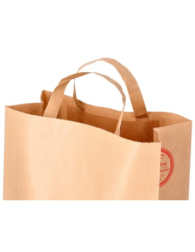 Bolsa kraft verjurado asa plana carlin 26x12x35 cm 90 gr caja de 250 unidades