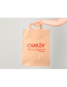 Bolsa kraft verjurado asa plana carlin 26x12x35 cm 90 gr caja de 250 unidades