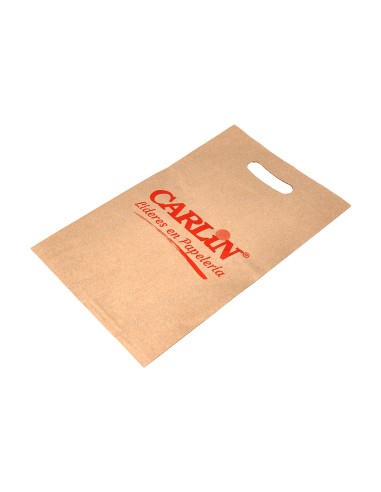 Bolsa kraft verjurado asa troquelado carlin 24x4310 cm 60 gr caja de 500 unidades