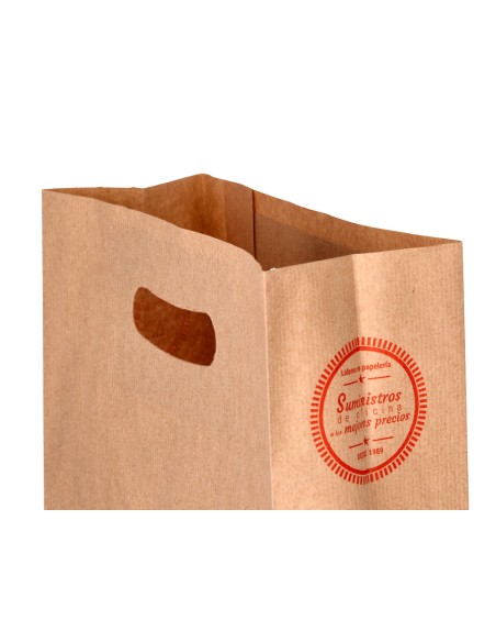 Bolsa kraft verjurado asa troquelado carlin 24x4310 cm 60 gr caja de 500 unidades