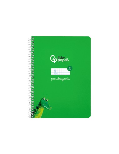 Cuaderno espiral liderpapel di n a5 pautaguia tapa dura 80h 90 gr cuadro pautado 5mm color verde