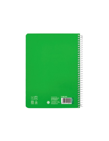 Cuaderno espiral liderpapel di n a5 pautaguia tapa dura 80h 90 gr cuadro pautado 5mm color verde