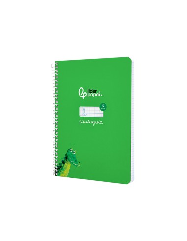 Cuaderno espiral liderpapel di n a5 pautaguia tapa dura 80h 90 gr cuadro pautado 5mm color verde