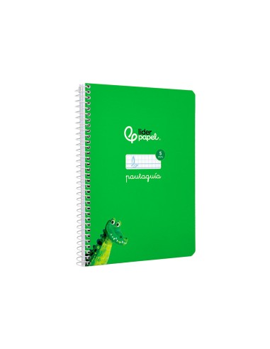 Cuaderno espiral liderpapel di n a5 pautaguia tapa dura 80h 90 gr cuadro pautado 5mm color verde