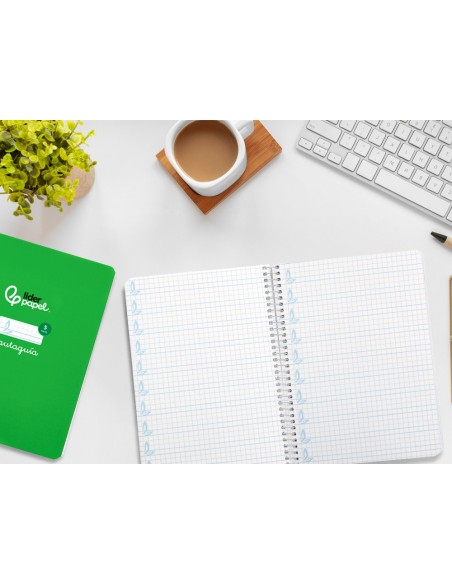 Cuaderno espiral liderpapel di n a5 pautaguia tapa dura 80h 90 gr cuadro pautado 5mm color verde