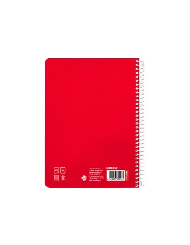 Cuaderno espiral liderpapel di n a5 pautaguia tapa dura 80h 90 gr cuadro pautado 5mm color rojo