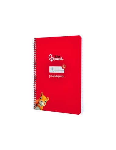 Cuaderno espiral liderpapel di n a5 pautaguia tapa dura 80h 90 gr cuadro pautado 5mm color rojo