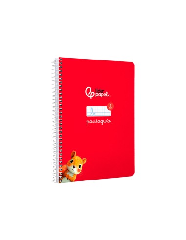 Cuaderno espiral liderpapel di n a5 pautaguia tapa dura 80h 90 gr cuadro pautado 5mm color rojo