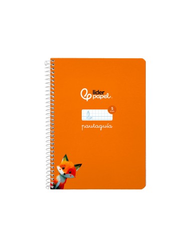 Cuaderno espiral liderpapel di n a5 pautaguia tapa dura 80h 90 gr cuadro pautado 5mm color naranja