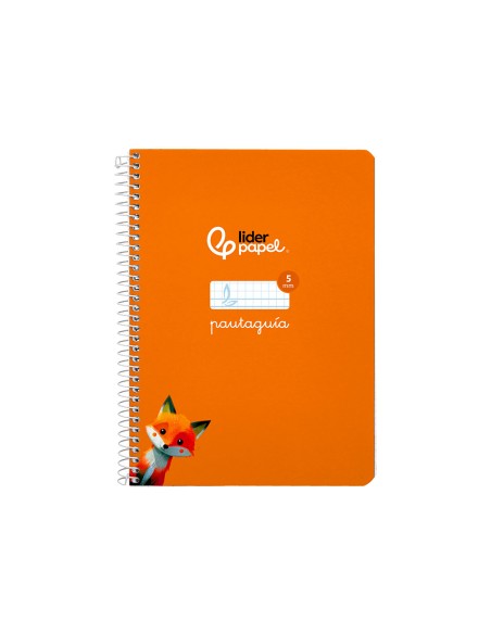 Cuaderno espiral liderpapel di n a5 pautaguia tapa dura 80h 90 gr cuadro pautado 5mm color naranja