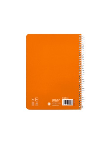 Cuaderno espiral liderpapel di n a5 pautaguia tapa dura 80h 90 gr cuadro pautado 5mm color naranja