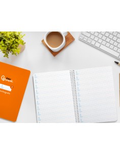 Cuaderno espiral liderpapel di n a5 pautaguia tapa dura 80h 90 gr cuadro pautado 5mm color naranja