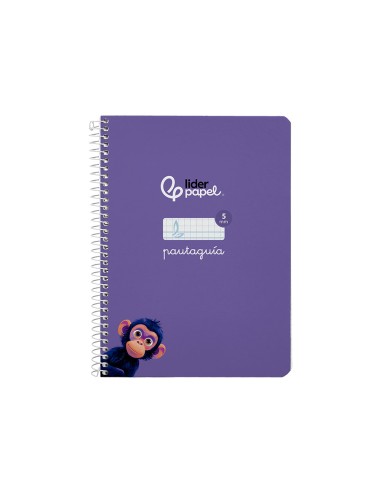 Cuaderno espiral liderpapel di n a5 pautaguia tapa dura 80h 90 gr cuadro pautado 5mm color lila