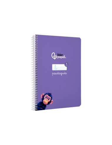 Cuaderno espiral liderpapel di n a5 pautaguia tapa dura 80h 90 gr cuadro pautado 5mm color lila