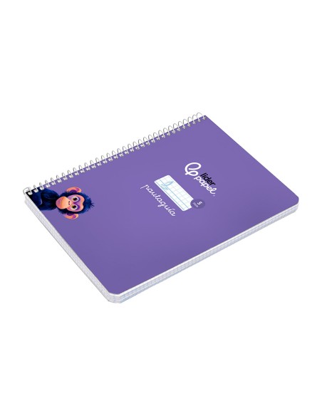 Cuaderno espiral liderpapel di n a5 pautaguia tapa dura 80h 90 gr cuadro pautado 5mm color lila