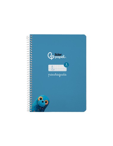 Cuaderno espiral liderpapel di n a5 pautaguia tapa dura 80h 90 gr cuadro pautado 5mm color azul