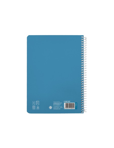 Cuaderno espiral liderpapel di n a5 pautaguia tapa dura 80h 90 gr cuadro pautado 5mm color azul
