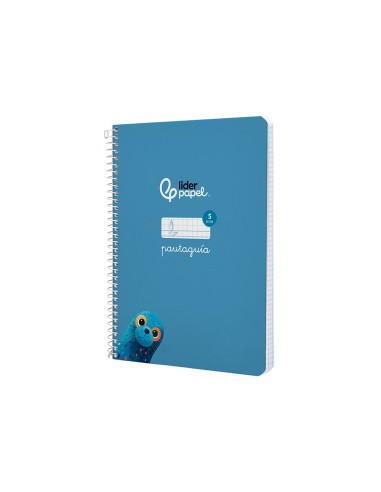 Cuaderno espiral liderpapel di n a5 pautaguia tapa dura 80h 90 gr cuadro pautado 5mm color azul