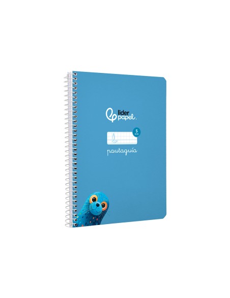 Cuaderno espiral liderpapel di n a5 pautaguia tapa dura 80h 90 gr cuadro pautado 5mm color azul