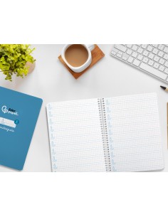 Cuaderno espiral liderpapel di n a5 pautaguia tapa dura 80h 90 gr cuadro pautado 5mm color azul