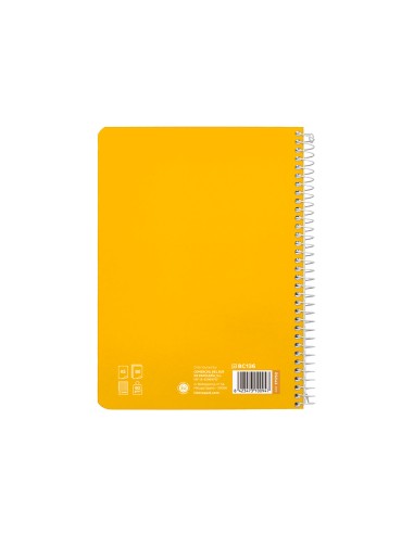 Cuaderno espiral liderpapel di n a5 pautaguia tapa dura 80h 90 gr cuadro pautado 5mm color amarillo