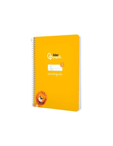 Cuaderno espiral liderpapel di n a5 pautaguia tapa dura 80h 90 gr cuadro pautado 5mm color amarillo