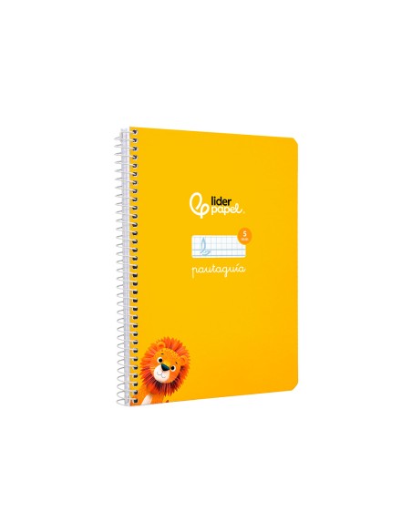 Cuaderno espiral liderpapel di n a5 pautaguia tapa dura 80h 90 gr cuadro pautado 5mm color amarillo