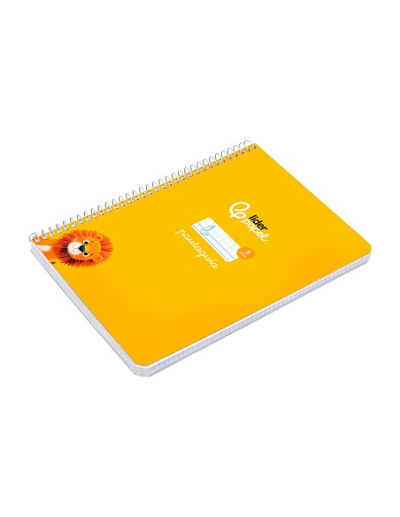 Cuaderno espiral liderpapel di n a5 pautaguia tapa dura 80h 90 gr cuadro pautado 5mm color amarillo
