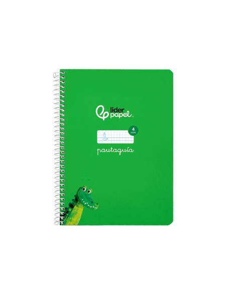 Cuaderno espiral liderpapel di n a5 pautaguia tapa dura 80h 90 gr cuadro pautado 4mm color verde