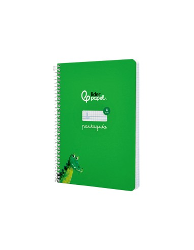 Cuaderno espiral liderpapel di n a5 pautaguia tapa dura 80h 90 gr cuadro pautado 4mm color verde