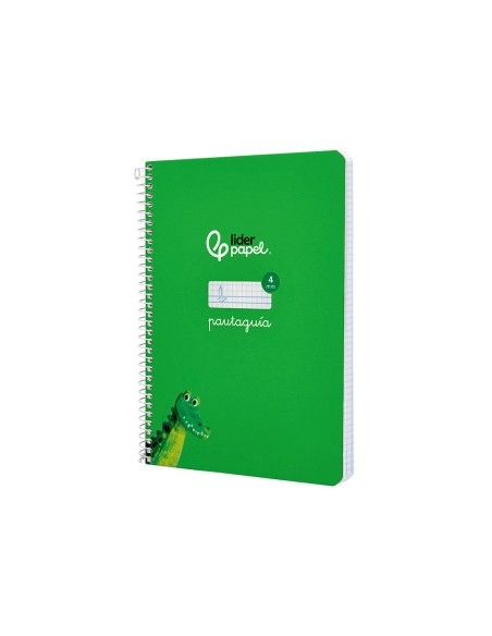Cuaderno espiral liderpapel di n a5 pautaguia tapa dura 80h 90 gr cuadro pautado 4mm color verde