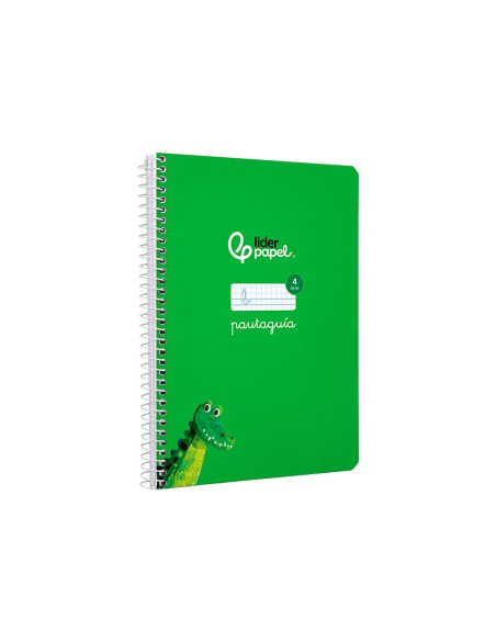 Cuaderno espiral liderpapel di n a5 pautaguia tapa dura 80h 90 gr cuadro pautado 4mm color verde