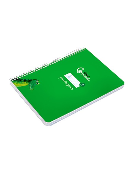 Cuaderno espiral liderpapel di n a5 pautaguia tapa dura 80h 90 gr cuadro pautado 4mm color verde