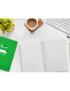 Cuaderno espiral liderpapel di n a5 pautaguia tapa dura 80h 90 gr cuadro pautado 4mm color verde