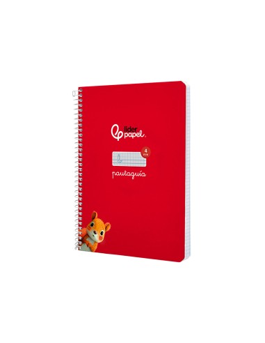 Cuaderno espiral liderpapel di n a5 pautaguia tapa dura 80h 90 gr cuadro pautado 4mm color rojo