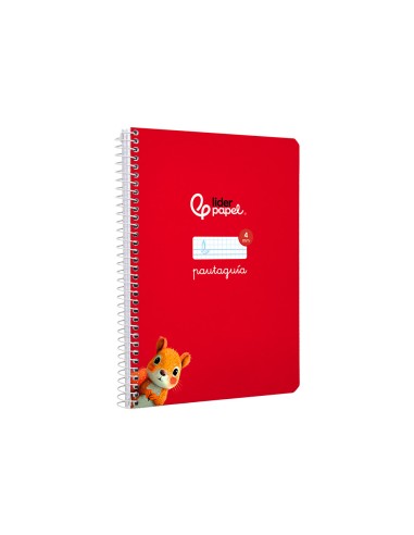 Cuaderno espiral liderpapel di n a5 pautaguia tapa dura 80h 90 gr cuadro pautado 4mm color rojo