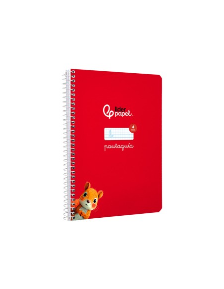 Cuaderno espiral liderpapel di n a5 pautaguia tapa dura 80h 90 gr cuadro pautado 4mm color rojo