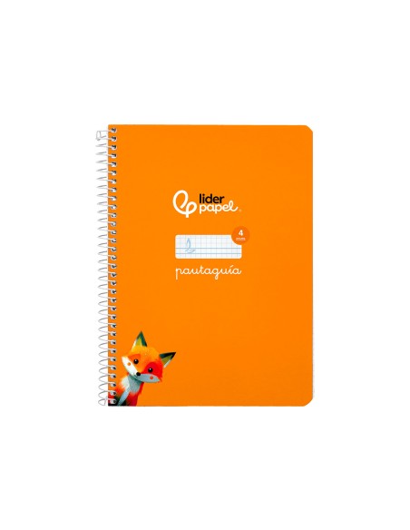 Cuaderno espiral liderpapel di n a5 pautaguia tapa dura 80h 90 gr cuadro pautado 4mm color naranja