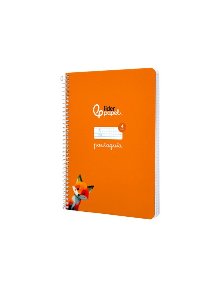 Cuaderno espiral liderpapel di n a5 pautaguia tapa dura 80h 90 gr cuadro pautado 4mm color naranja