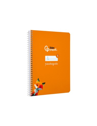 Cuaderno espiral liderpapel di n a5 pautaguia tapa dura 80h 90 gr cuadro pautado 4mm color naranja
