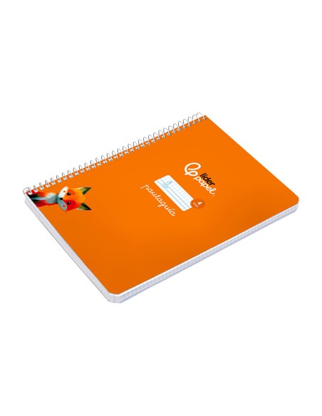Cuaderno espiral liderpapel di n a5 pautaguia tapa dura 80h 90 gr cuadro pautado 4mm color naranja