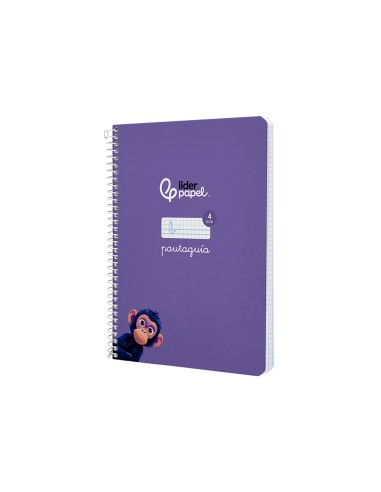Cuaderno espiral liderpapel di n a5 pautaguia tapa dura 80h 90 gr cuadro pautado 4mm color lila
