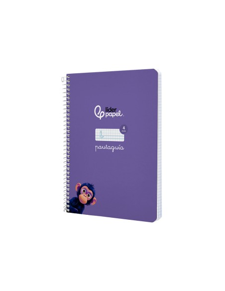 Cuaderno espiral liderpapel di n a5 pautaguia tapa dura 80h 90 gr cuadro pautado 4mm color lila