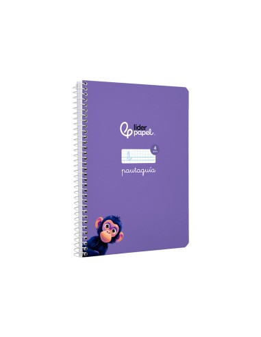 Cuaderno espiral liderpapel di n a5 pautaguia tapa dura 80h 90 gr cuadro pautado 4mm color lila