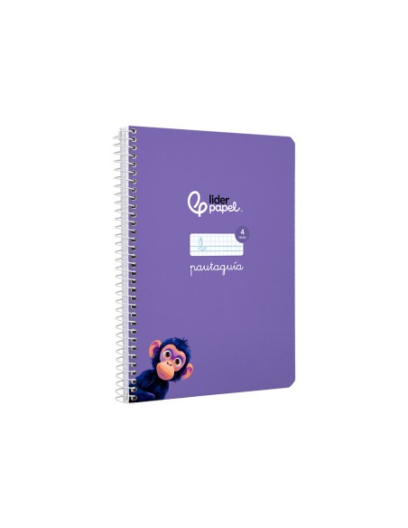 Cuaderno espiral liderpapel di n a5 pautaguia tapa dura 80h 90 gr cuadro pautado 4mm color lila