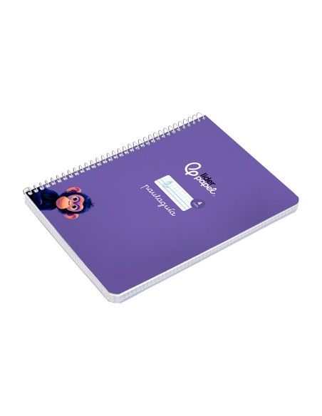 Cuaderno espiral liderpapel di n a5 pautaguia tapa dura 80h 90 gr cuadro pautado 4mm color lila