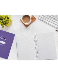 Cuaderno espiral liderpapel di n a5 pautaguia tapa dura 80h 90 gr cuadro pautado 4mm color lila